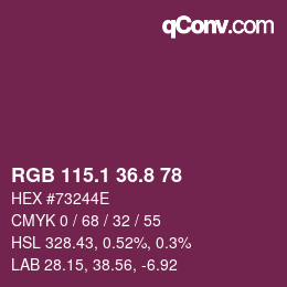 カラーコード: RGB 115.1 36.8 78 | qconv.com