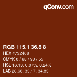 Color code: RGB 115.1 36.8 8 | qconv.com