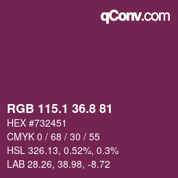 カラーコード: RGB 115.1 36.8 81 | qconv.com