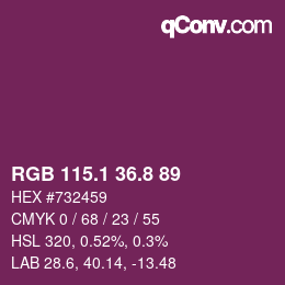 カラーコード: RGB 115.1 36.8 89 | qconv.com