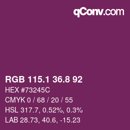 カラーコード: RGB 115.1 36.8 92 | qconv.com