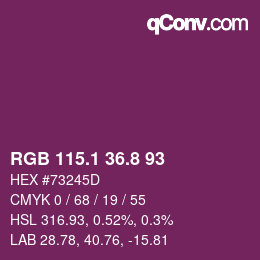 カラーコード: RGB 115.1 36.8 93 | qconv.com