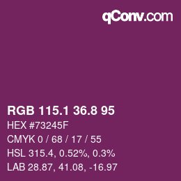 カラーコード: RGB 115.1 36.8 95 | qconv.com