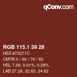 カラーコード: RGB 115.1 39 28 | qconv.com