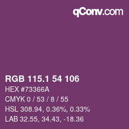 カラーコード: RGB 115.1 54 106 | qconv.com