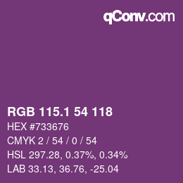 カラーコード: RGB 115.1 54 118 | qconv.com