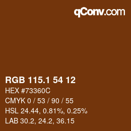 Color code: RGB 115.1 54 12 | qconv.com