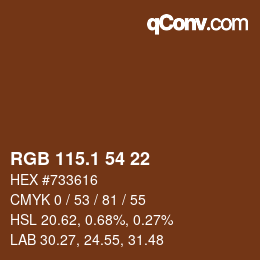 カラーコード: RGB 115.1 54 22 | qconv.com