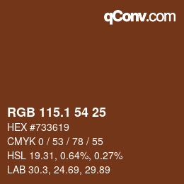 カラーコード: RGB 115.1 54 25 | qconv.com