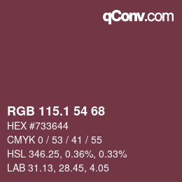 カラーコード: RGB 115.1 54 68 | qconv.com