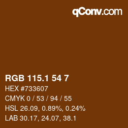 Color code: RGB 115.1 54 7 | qconv.com