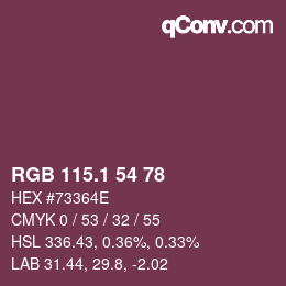 カラーコード: RGB 115.1 54 78 | qconv.com