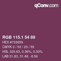 カラーコード: RGB 115.1 54 89 | qconv.com