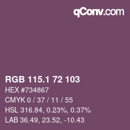 カラーコード: RGB 115.1 72 103 | qconv.com