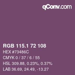 カラーコード: RGB 115.1 72 108 | qconv.com
