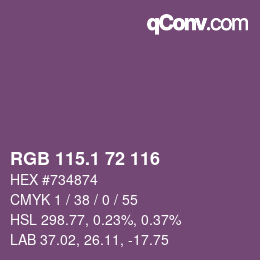 カラーコード: RGB 115.1 72 116 | qconv.com