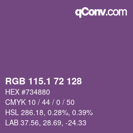 カラーコード: RGB 115.1 72 128 | qconv.com