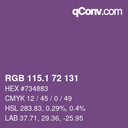カラーコード: RGB 115.1 72 131 | qconv.com