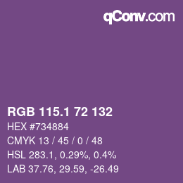 カラーコード: RGB 115.1 72 132 | qconv.com