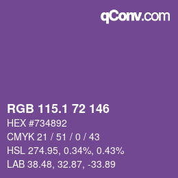 カラーコード: RGB 115.1 72 146 | qconv.com