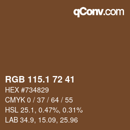 Color code: RGB 115.1 72 41 | qconv.com