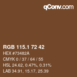 カラーコード: RGB 115.1 72 42 | qconv.com