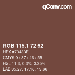 カラーコード: RGB 115.1 72 62 | qconv.com