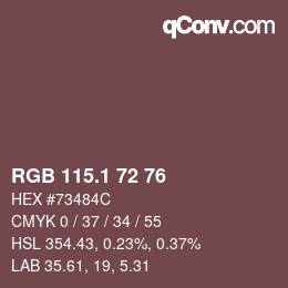 Color code: RGB 115.1 72 76 | qconv.com