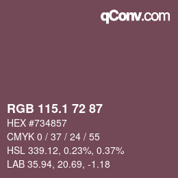 カラーコード: RGB 115.1 72 87 | qconv.com