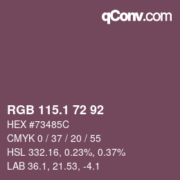 カラーコード: RGB 115.1 72 92 | qconv.com