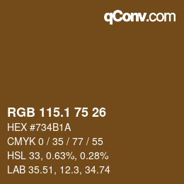 カラーコード: RGB 115.1 75 26 | qconv.com