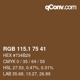 カラーコード: RGB 115.1 75 41 | qconv.com