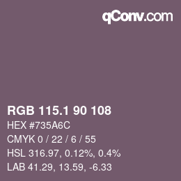 カラーコード: RGB 115.1 90 108 | qconv.com