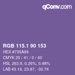 カラーコード: RGB 115.1 90 153 | qconv.com