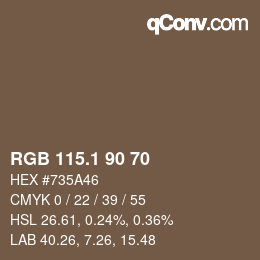 Color code: RGB 115.1 90 70 | qconv.com