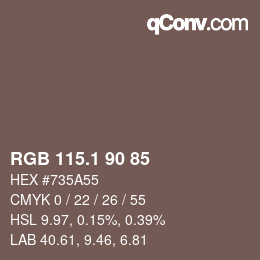 カラーコード: RGB 115.1 90 85 | qconv.com