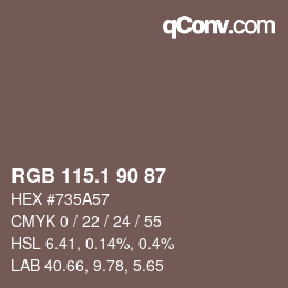 カラーコード: RGB 115.1 90 87 | qconv.com