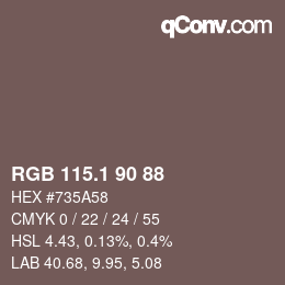 カラーコード: RGB 115.1 90 88 | qconv.com