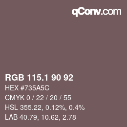 カラーコード: RGB 115.1 90 92 | qconv.com