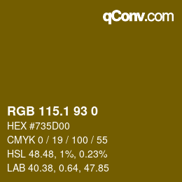 カラーコード: RGB 115.1 93 0 | qconv.com