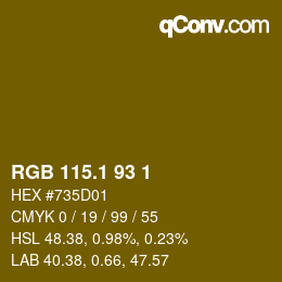 カラーコード: RGB 115.1 93 1 | qconv.com