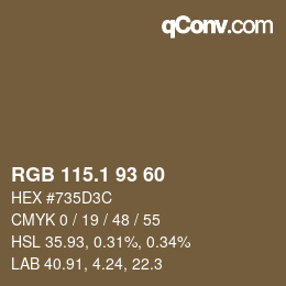 カラーコード: RGB 115.1 93 60 | qconv.com