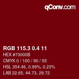 カラーコード: RGB 115.3 0.4 11 | qconv.com