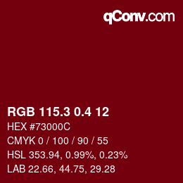 カラーコード: RGB 115.3 0.4 12 | qconv.com