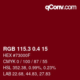 カラーコード: RGB 115.3 0.4 15 | qconv.com