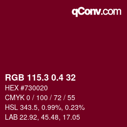 カラーコード: RGB 115.3 0.4 32 | qconv.com