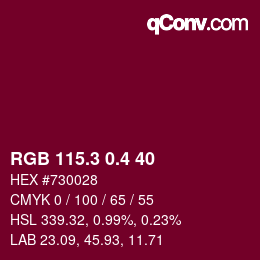 カラーコード: RGB 115.3 0.4 40 | qconv.com