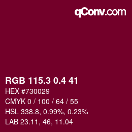 カラーコード: RGB 115.3 0.4 41 | qconv.com