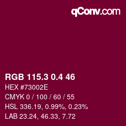 カラーコード: RGB 115.3 0.4 46 | qconv.com