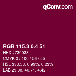 カラーコード: RGB 115.3 0.4 51 | qconv.com